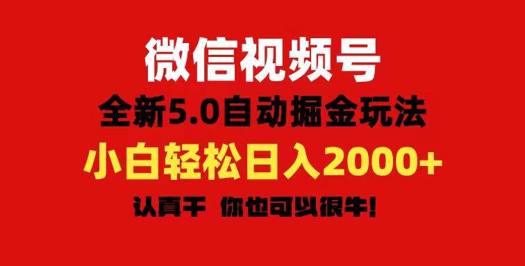 微信视频号变现，5.0全新自动掘金玩法，日入利润2000+有手就行