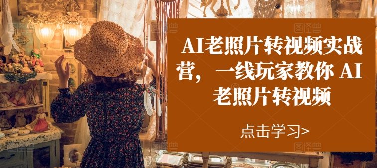 AI老照片转视频实操训练营，一线玩家教你AI老照片转视频