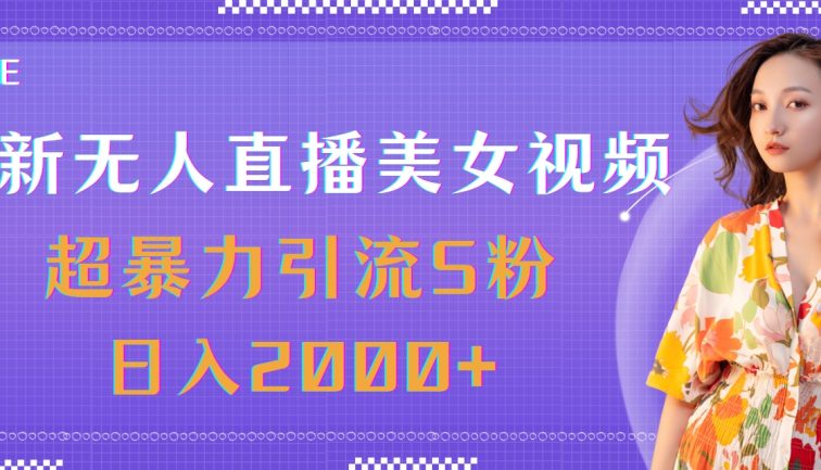 最新无人直播美女视频，超暴力引流S粉日入2000+