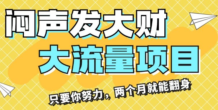 闷声发大财，大流量项目，月收益过3万，只要你努力，两个月就能翻身
