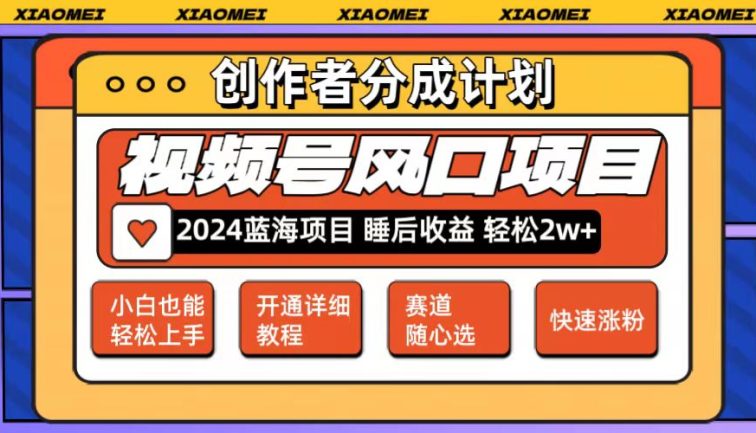 微信视频号大风口项目 轻松月入2w+ 多赛道选择，可矩阵，玩法简单轻松上手