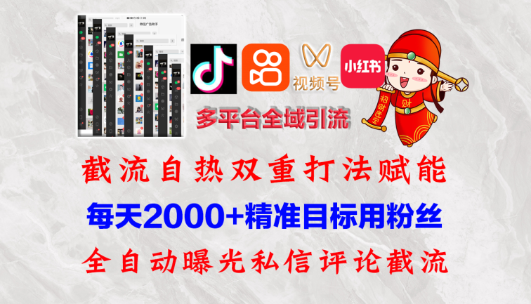 快手，抖音，小红书，视频号多平台全自动引流获客系统 精准全域引流，…