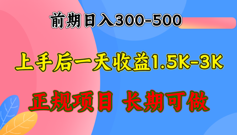 前期收益300-500左右.熟悉后日收益1500-3000+，稳定项目，全年可做