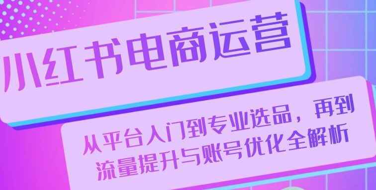 小红书电商运营：从平台入门到专业选品，再到流量提升与账号优化全解析