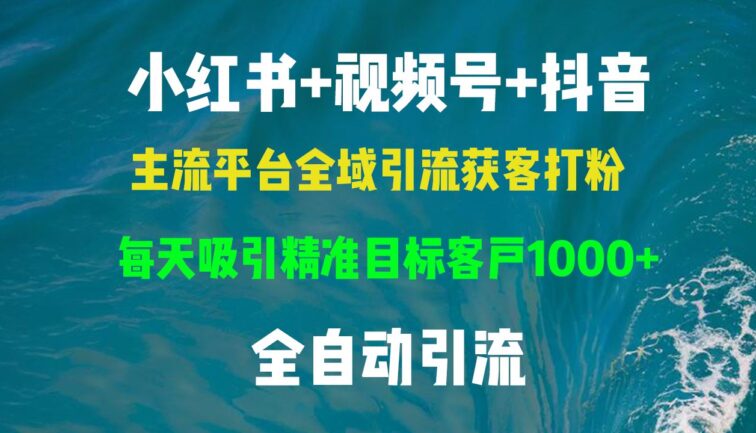 小红书，视频号，抖音主流平台全域引流获客打粉，每天吸引精准目标客户…