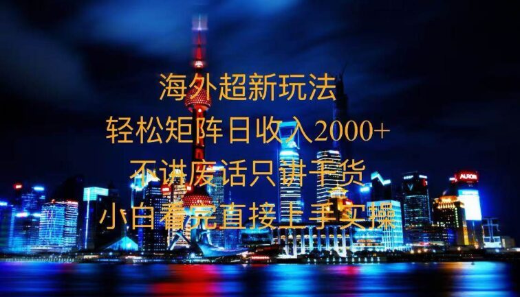 2025全新海外暴力玩法，操作简单，小白轻松上手
