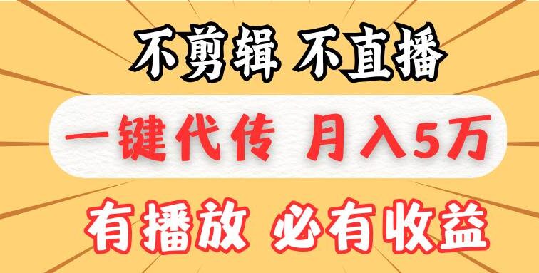 不剪辑不直播，一键代发，月入5万懒人必备，我出视频你来发