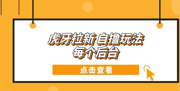 虎牙拉新自撸玩法 每个后台每天100+