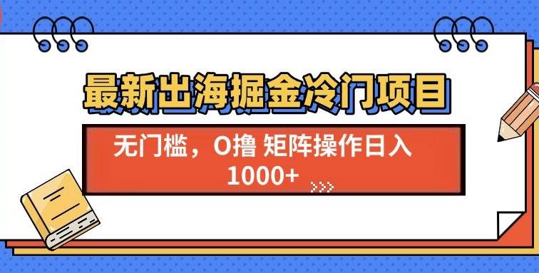 最新出海掘金冷门项目，单号日入1000+
