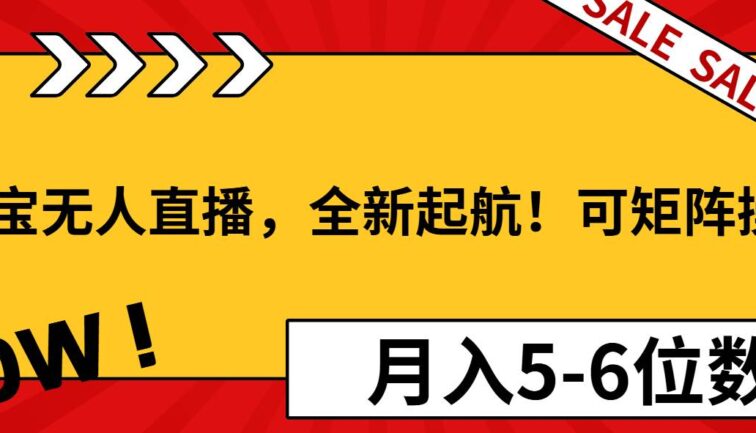 淘宝无人直播，全新起航！可矩阵操作，月入5-6位数！