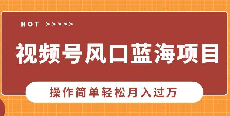 视频号风口蓝海项目，中老年人的流量密码，操作简单轻松月入过万