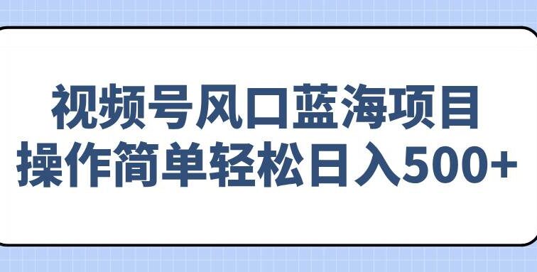 视频号风口蓝海项目，操作简单轻松日入500+