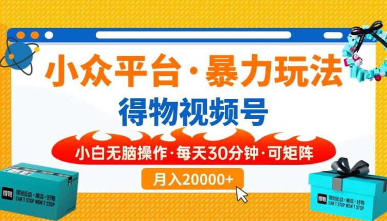小众平台暴力玩法，一键搬运爆款视频，可矩阵小白无脑操作，每天30分钟…
