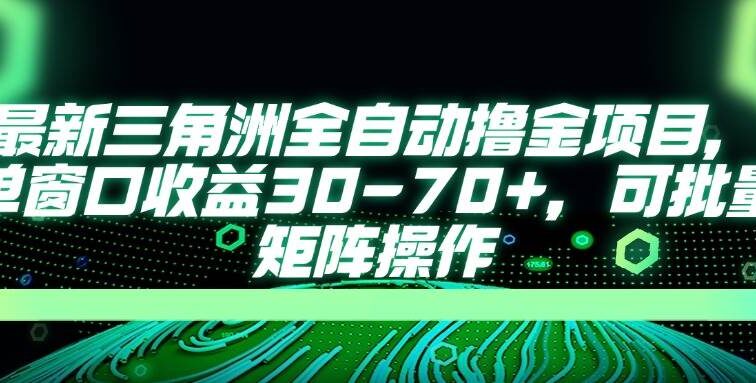 最新三角洲全自动撸金项目，单窗口收益30-70+，可批量矩阵操作