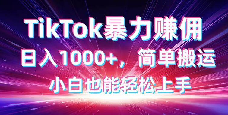 TikTok搬运暴力赚佣，日入1000+，简单搬运，小白也能轻松上手