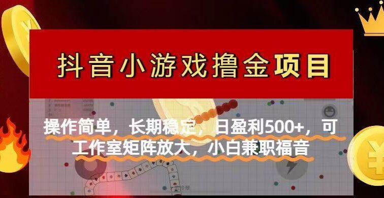 【抖音小游戏发行人计划项目】操作简单，长期稳定，日盈利500+，可工作…