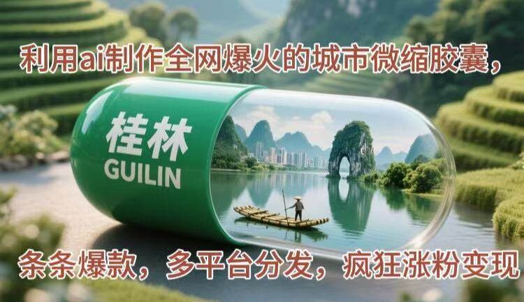 利用ai制作全网爆火的城市微缩胶囊，条条爆款，多平台分发，疯狂涨粉变现