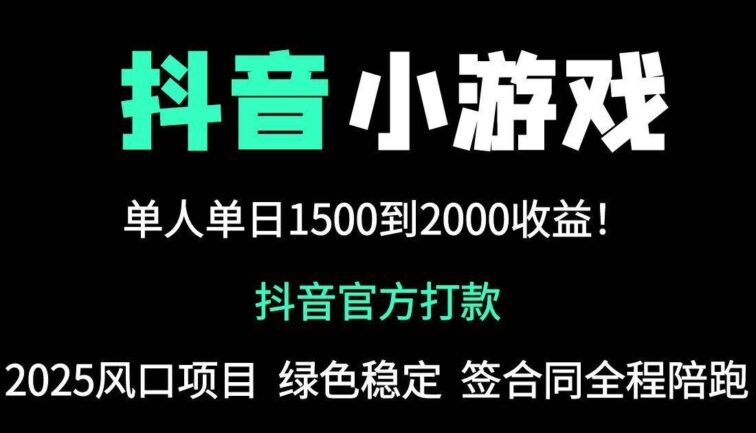 抖音官方小游戏2025全网最新玩法，暴利赚钱项目，单机日入2000+，绝不…