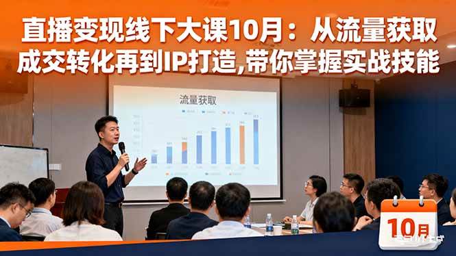 直播变现线下大课10月：从流量获取到成交转化再到IP打造,带你掌握实战技能