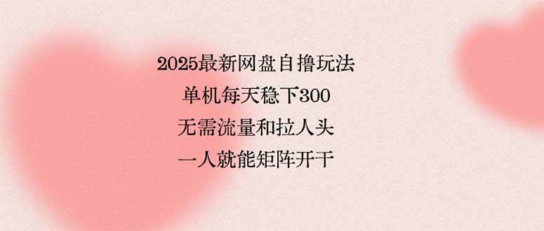 2025最新网盘自撸玩法，单机每天稳下3张，无需流量和拉人头，一个人就…