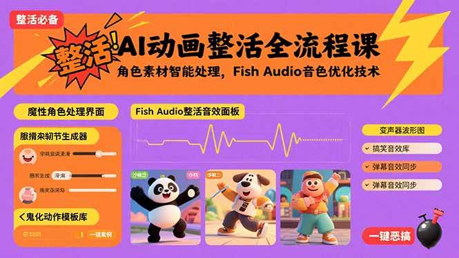 AI动画整活全流程课,角色素材智能处理,Fish Audio音色优化技术