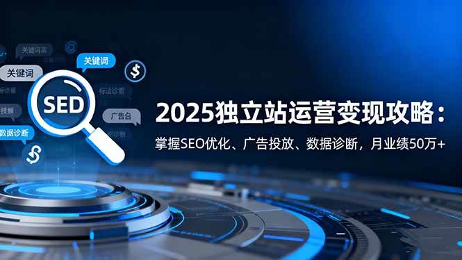 2025独立站运营变现攻略：掌握SEO优化、广告投放、数据诊断，月业绩50万+