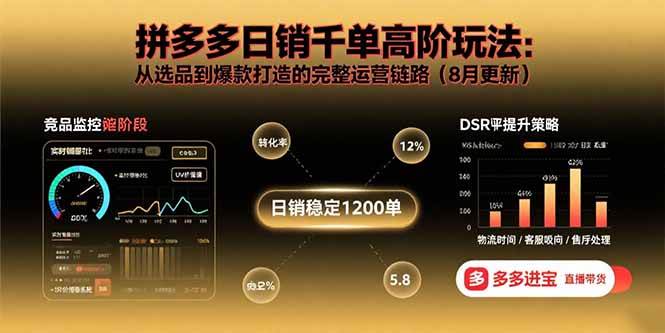 拼多多日销千单高阶玩法：从选品到爆款打造的完整运营链路（8月更新）