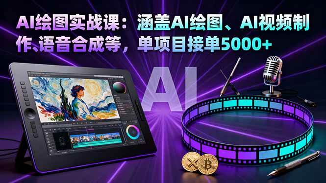 AI绘图实战课：涵盖AI绘图、AI视频制作、语音合成等，单项目接单5000+