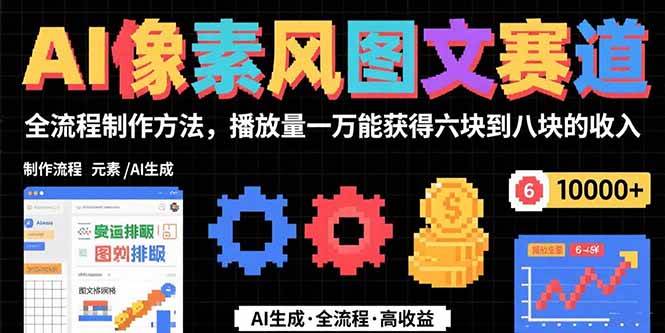 AI像素风图文赛道：全流程制作方法，播放量一万能获得6块到8块的收入