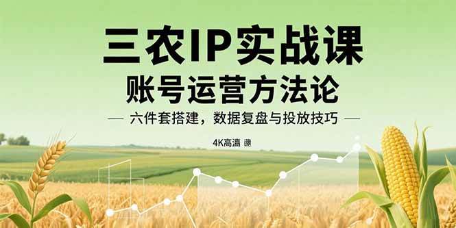 三农IP实战课：账号运营方法论，六件套搭建，数据复盘与投放技巧